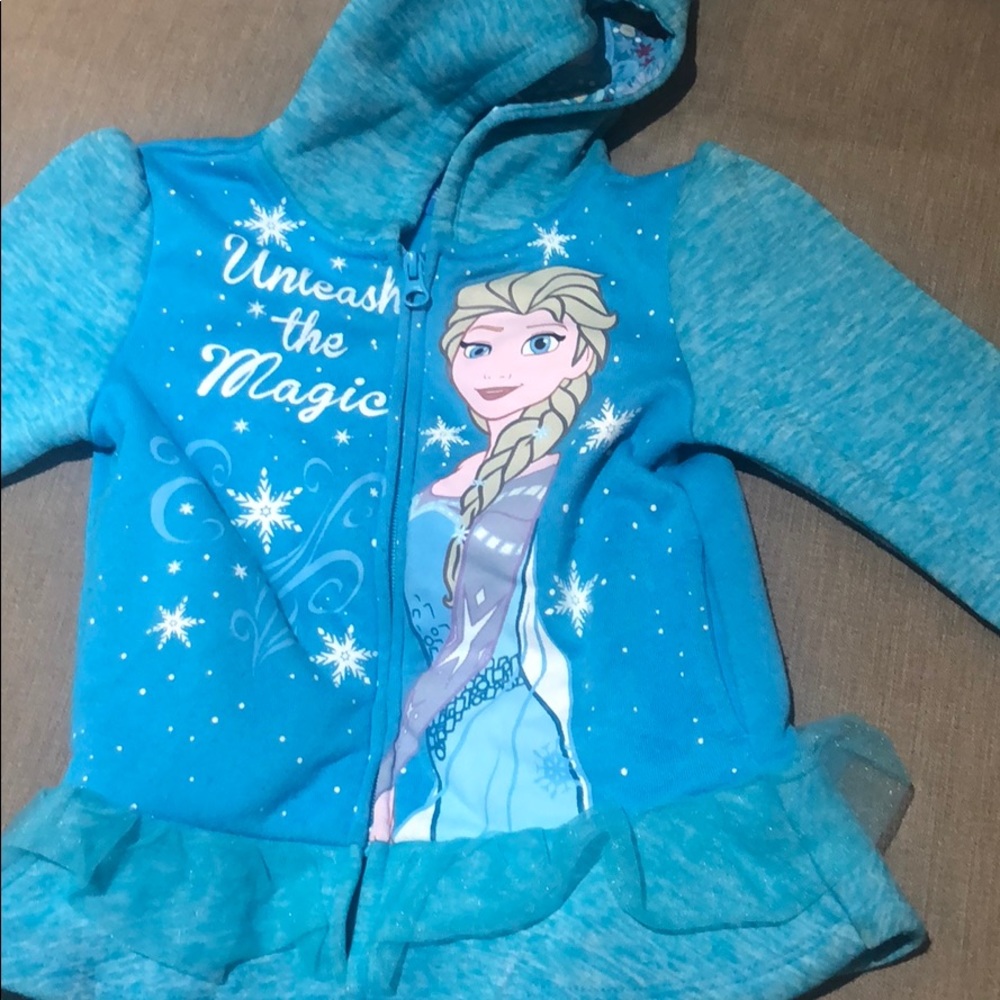 Blue girls frozen zip up with hood